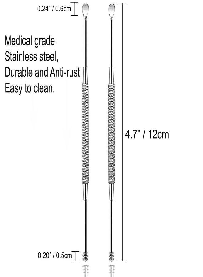 Luxxii 2 Pack - Stainless Steel Ear Spoon Portable Double-Ended Ear Pick Ear Wax Removal Tools Cleaning Ear Cleaner Spoon Spiral Ear Clean Tool - Image 2